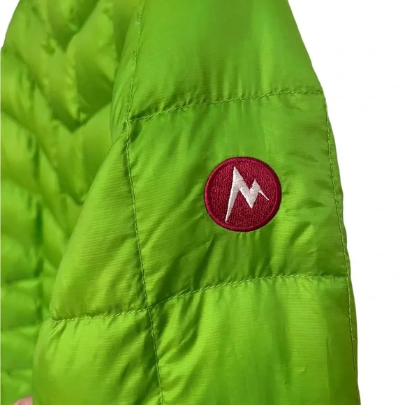 Women’s lime green Marmot down jacket. Size M - Picture 5 of 7